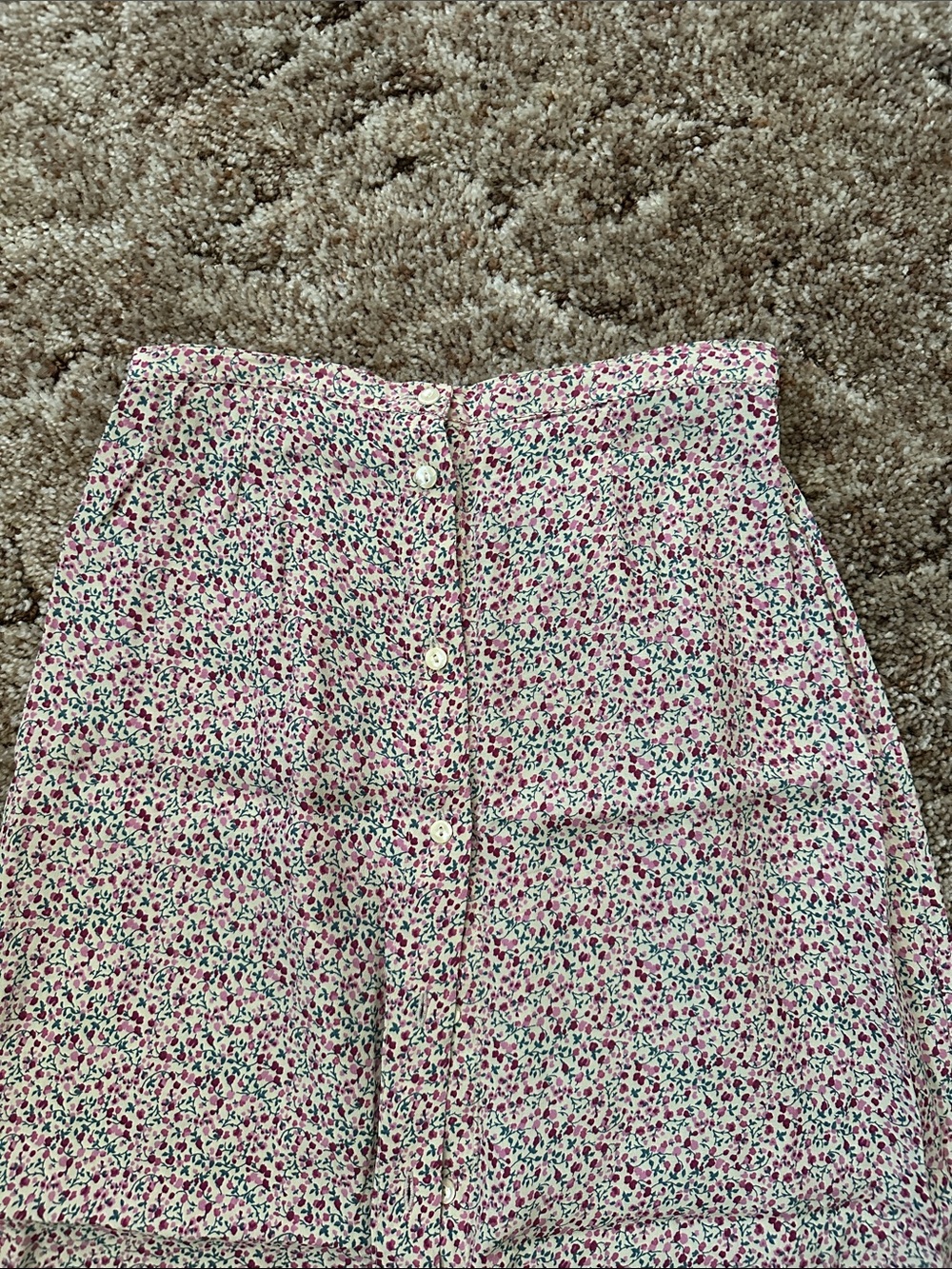 Floral Button-Front Midi Skirt